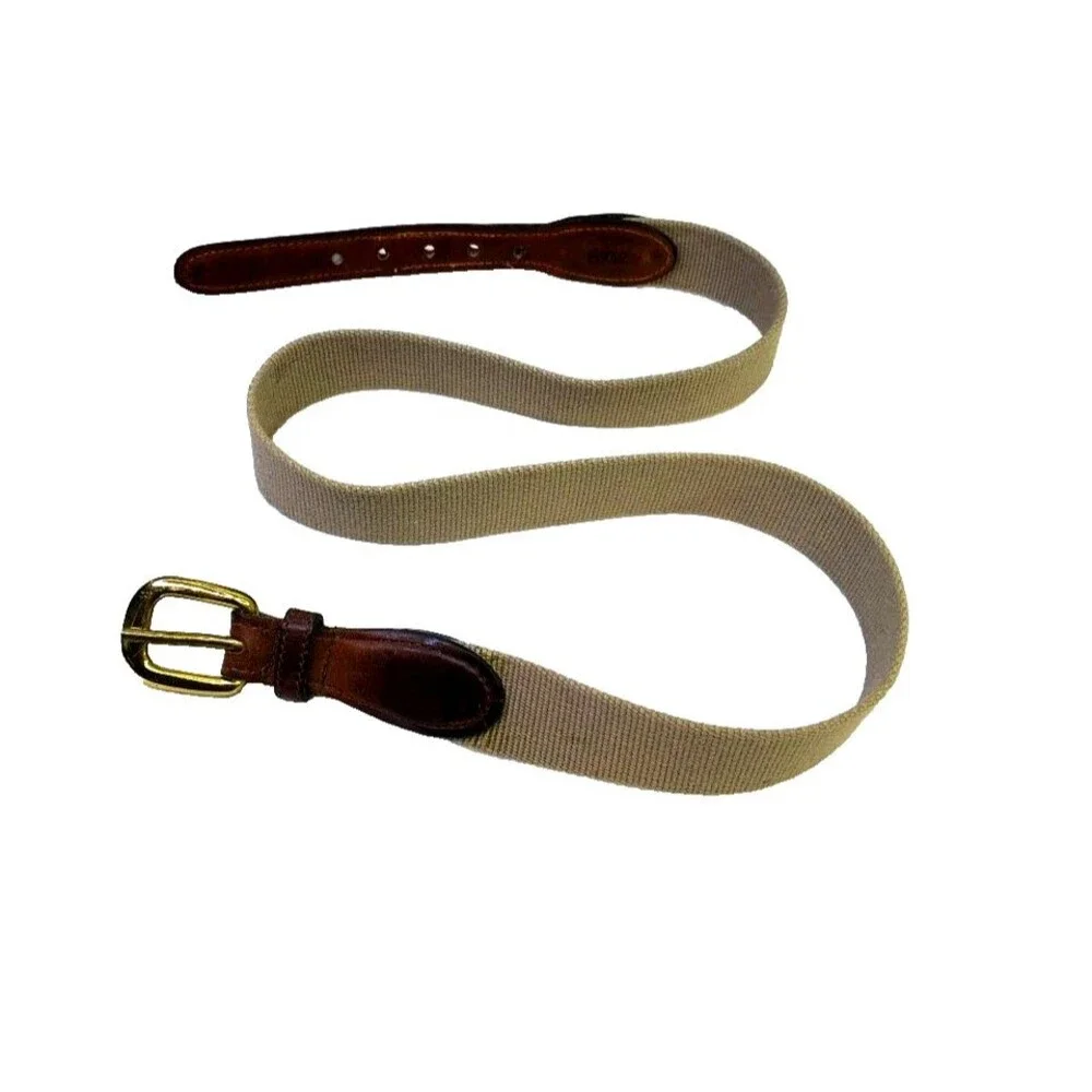 Torino Mens Leather Knit Woven Belt Size 36 Beige Brown 1 